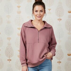 Mauve Half-Zip Women's Sweatshirt